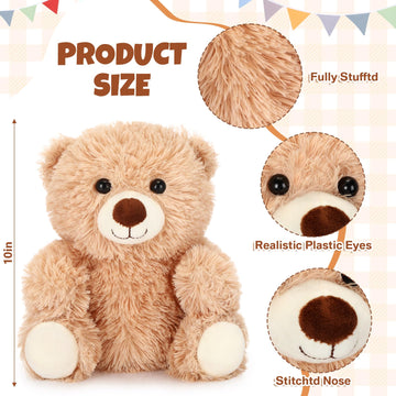 Jenaai 8 Pcs 10 Inches Stuffed Animal Bear Bulk Valentine'S Day Gift Soft Cute Baby Shower Bear Small Stuffed Plush Toys For Gir