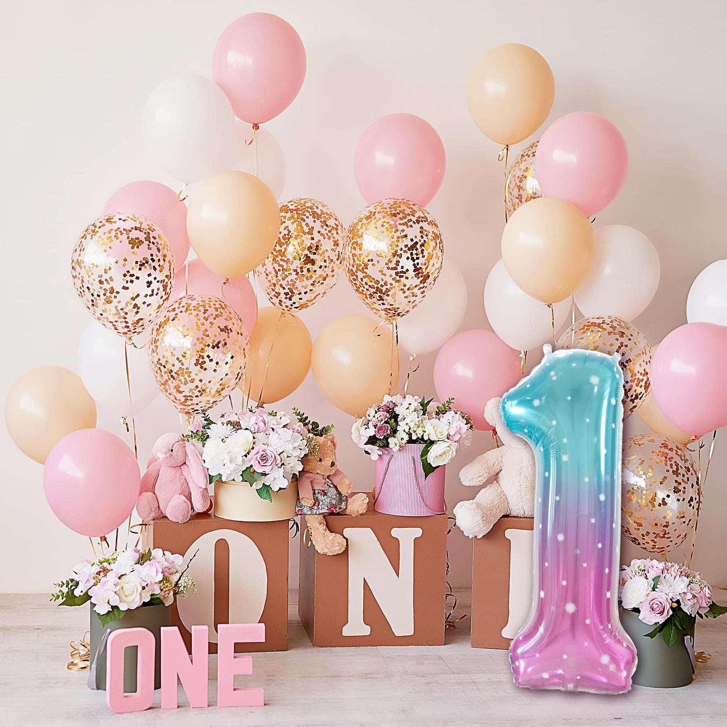 Gifloon Number 1 Balloon, Large Number Balloons 40 Inch, 1St Birthday Party Decorations Supplies First Birthday Sign Decor
