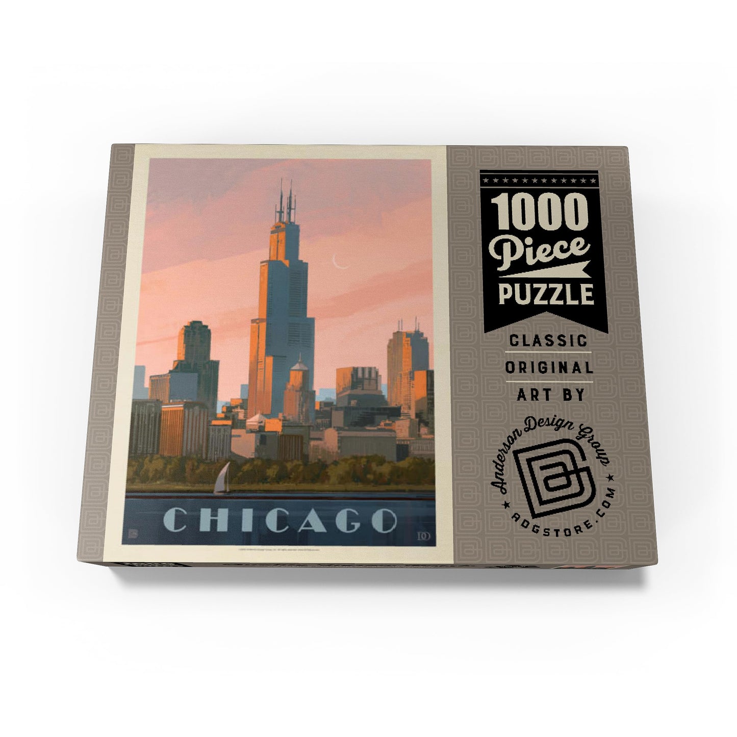 Mypuzzle Chicago Skyline: Lake Michigan, Vintage Poster - Premium 1000 Piece Jigsaw Puzzle For Adults