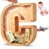 Ubeesize Large Letter Piggy Bank For Kids Boys Girls,Wooden Personalized 26 Alphabet Piggy Banks With Target Area Clear Alphabet