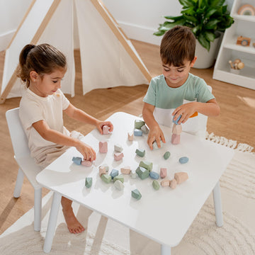 Comfy Cubs Wooden Stacking Rocks - 36 Pieces, Neutral Pack, Educational Toddler Toy for Imagination & Fine Motor Skills - Model CC-415