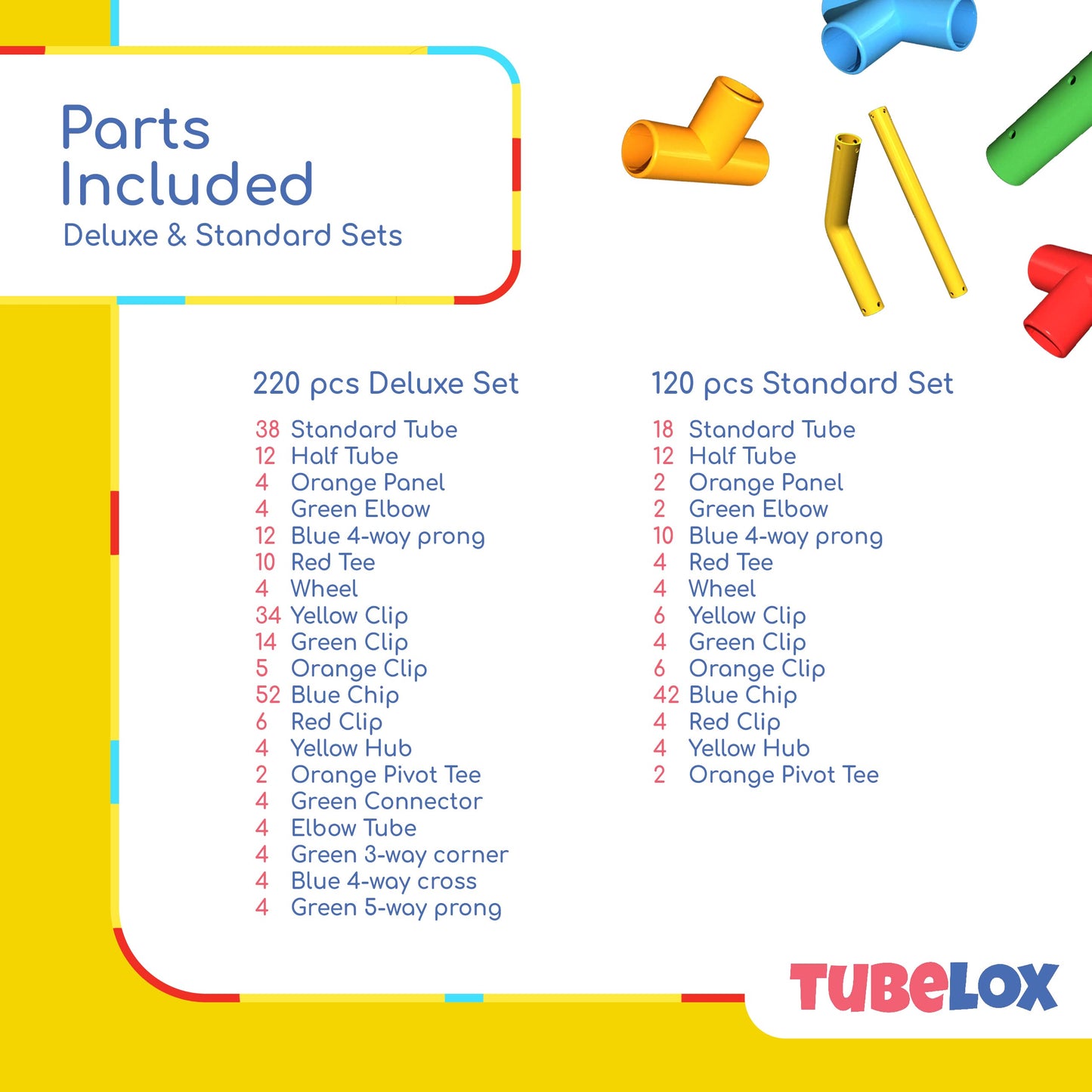 Tubelox Deluxe Building Set - The Ultimate Kids Stem Toy Set - Create Anything - Supports Kids Weight For Endless Possibilities | 220 Piece Set