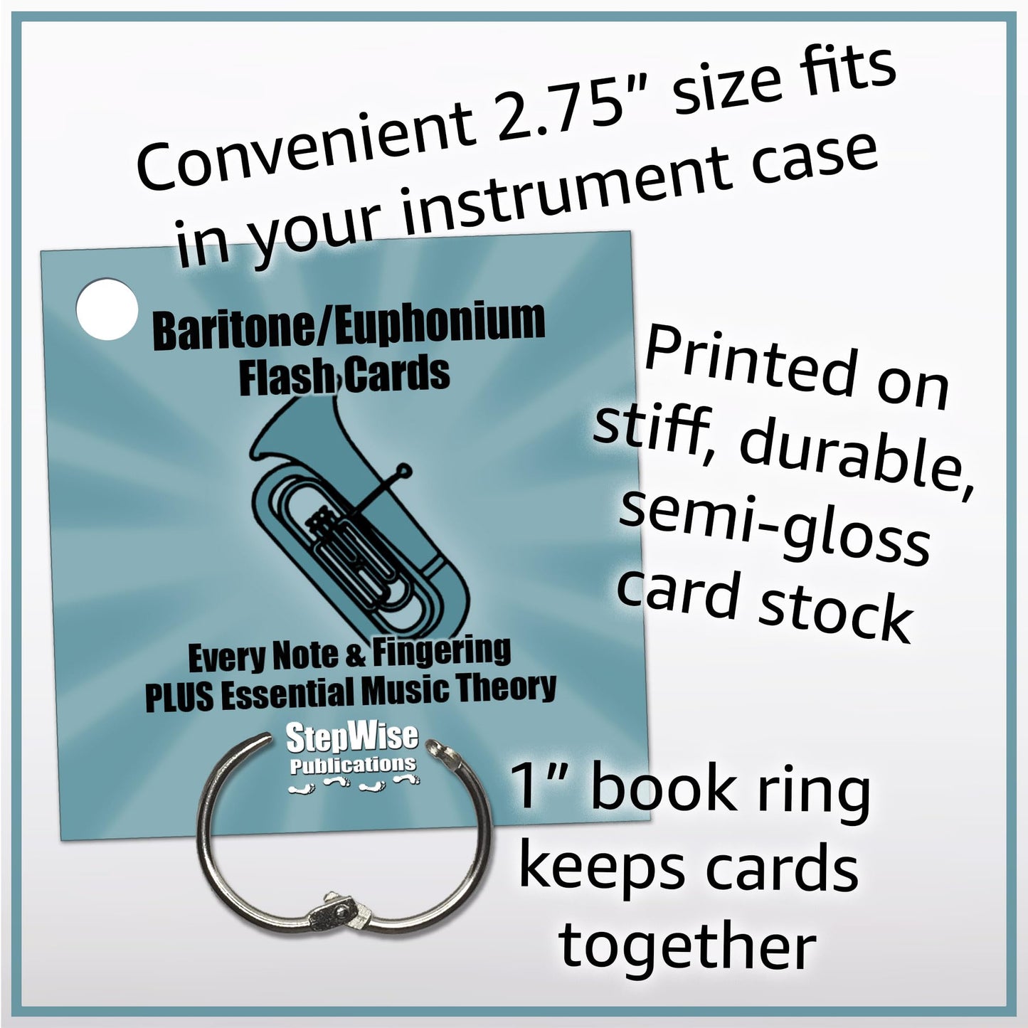 Music Flash Cards: Notes, Fingerings, & Music Theory (Euphonium/Baritone)
