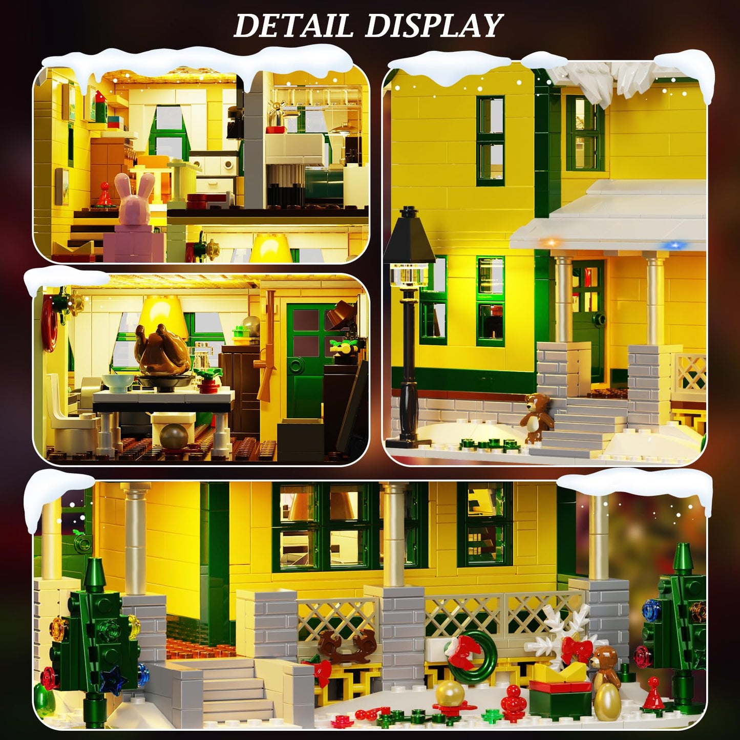 Christmas House Building Set With Light, Story Movie Snow House Blocks Toy, Compatible With Lego Christmas Village House Kit, Ch