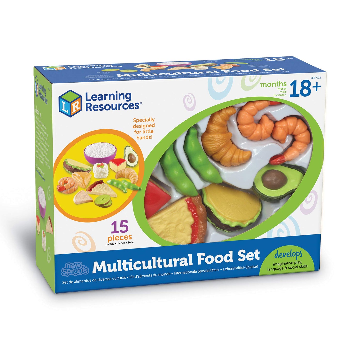 Learning Resources New Sprouts Multicultural Play Food Set - 15 Pieces, Ages 18+ Months Pretend Play Food For Toddlers, Preschoo