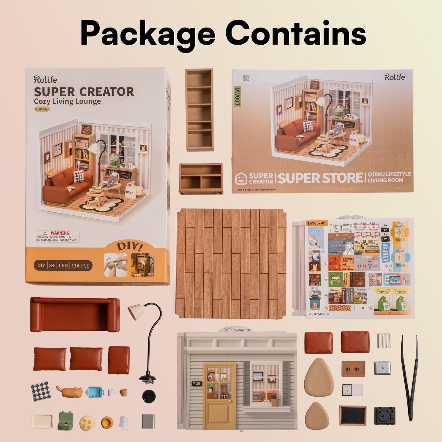 Rolife Led Building Blocks For Adults,1:24 Toy Building Sets,Model Building Kits For Kids Ages 8-12-15,Diy Miniature House Kits For Adults,Birthday Gifts Hobbies For Women Men