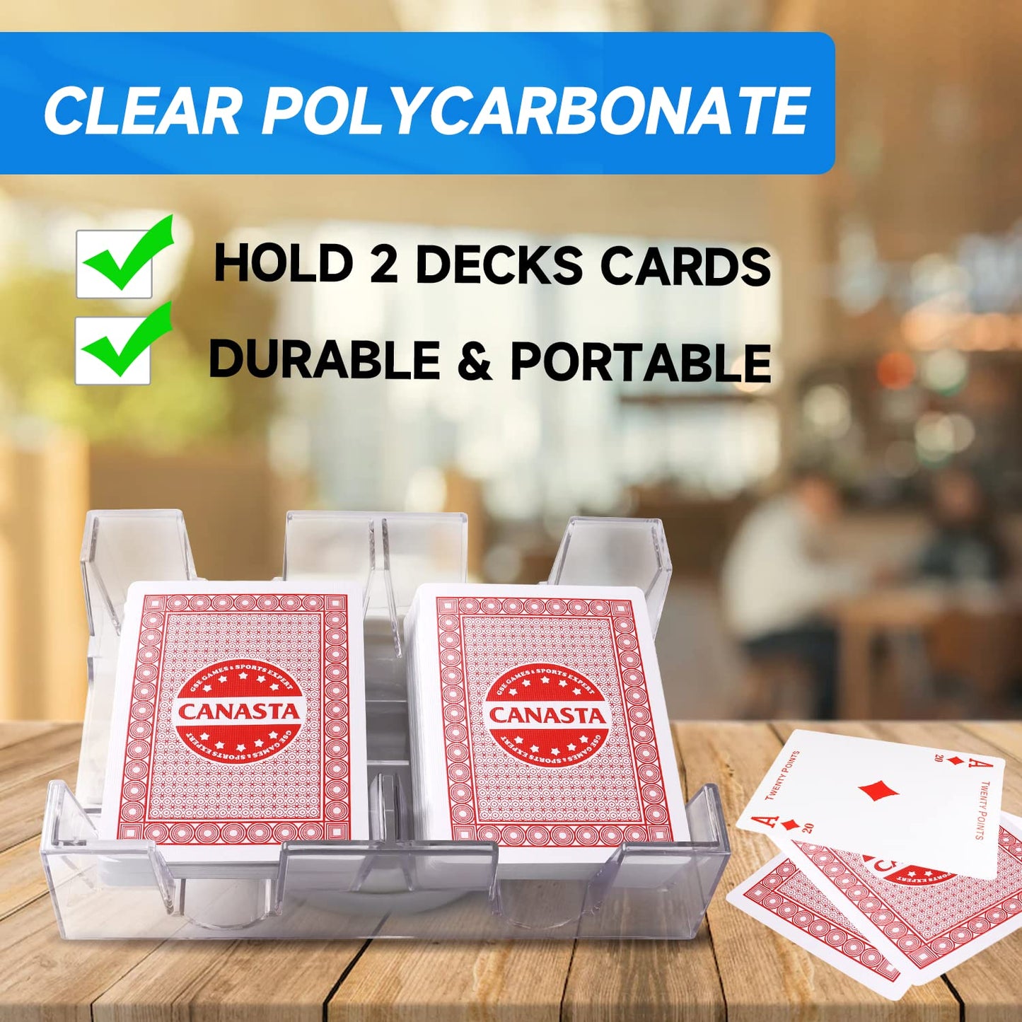 Gse Games & Sports Expert Canasta Cards Game Set, Includes 2 Decks Canasta Playing Cards With Point Values, A Revolving Card Tray, And 50 Canasta Score Sheets (Red)