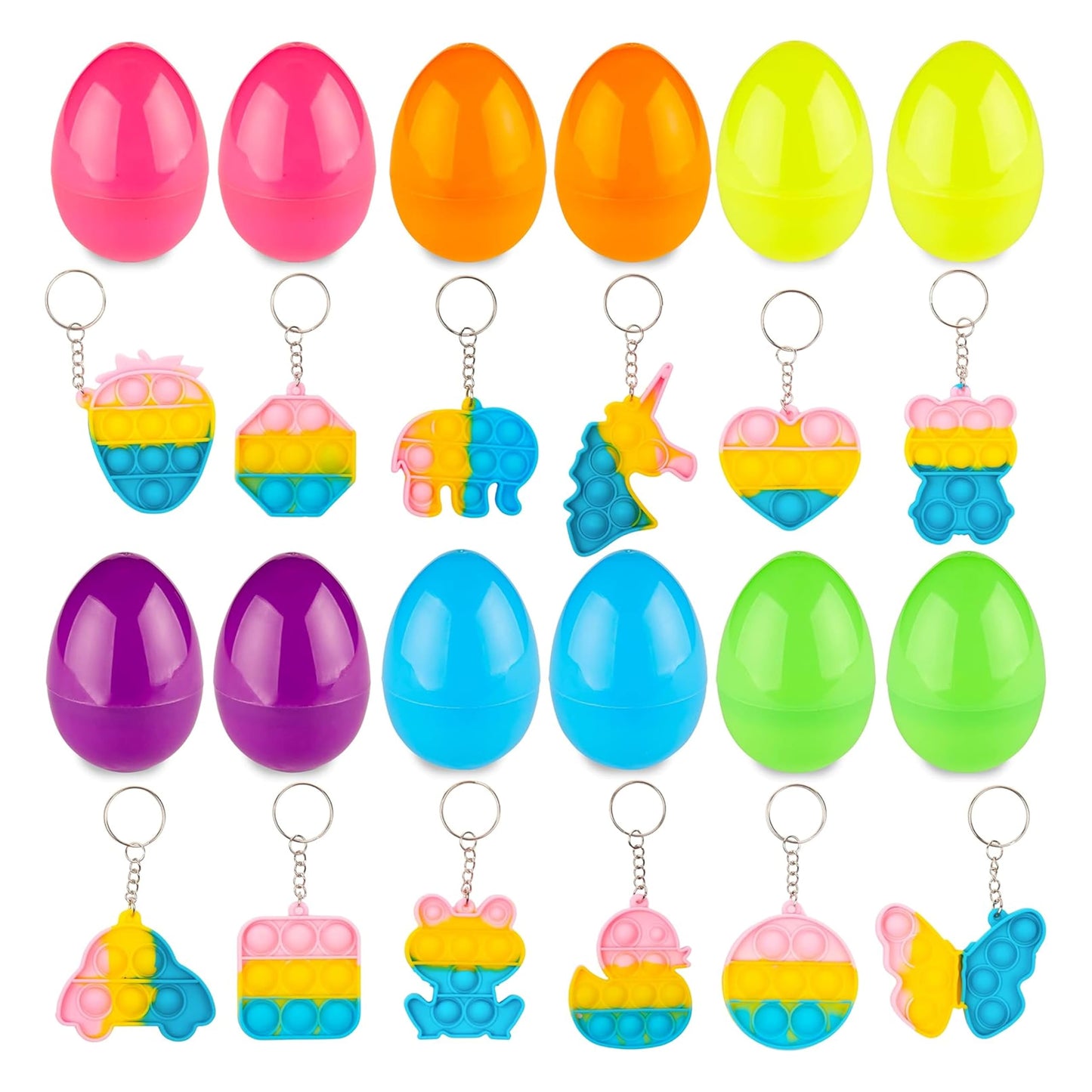 Prextex 3.5 Plastic Easter Eggs, 12Pcs - Pop It/Fidget Toys Stuffers | Gifts For Girls, Boys, Kids, Toddlers | Toys Basket /F