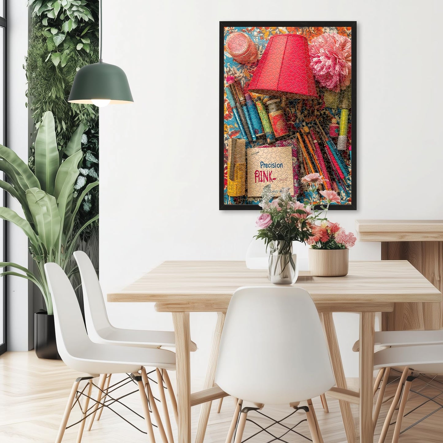 1000-Piece mature-themed Puzzle - Colorful Still Life Photography Style with Paintbrushes Red Lamp & Pink Peony - Artistic & Challenging Modern-Style Jigsaw Puzzle for mature-themeds 19.25 x 26.65 in