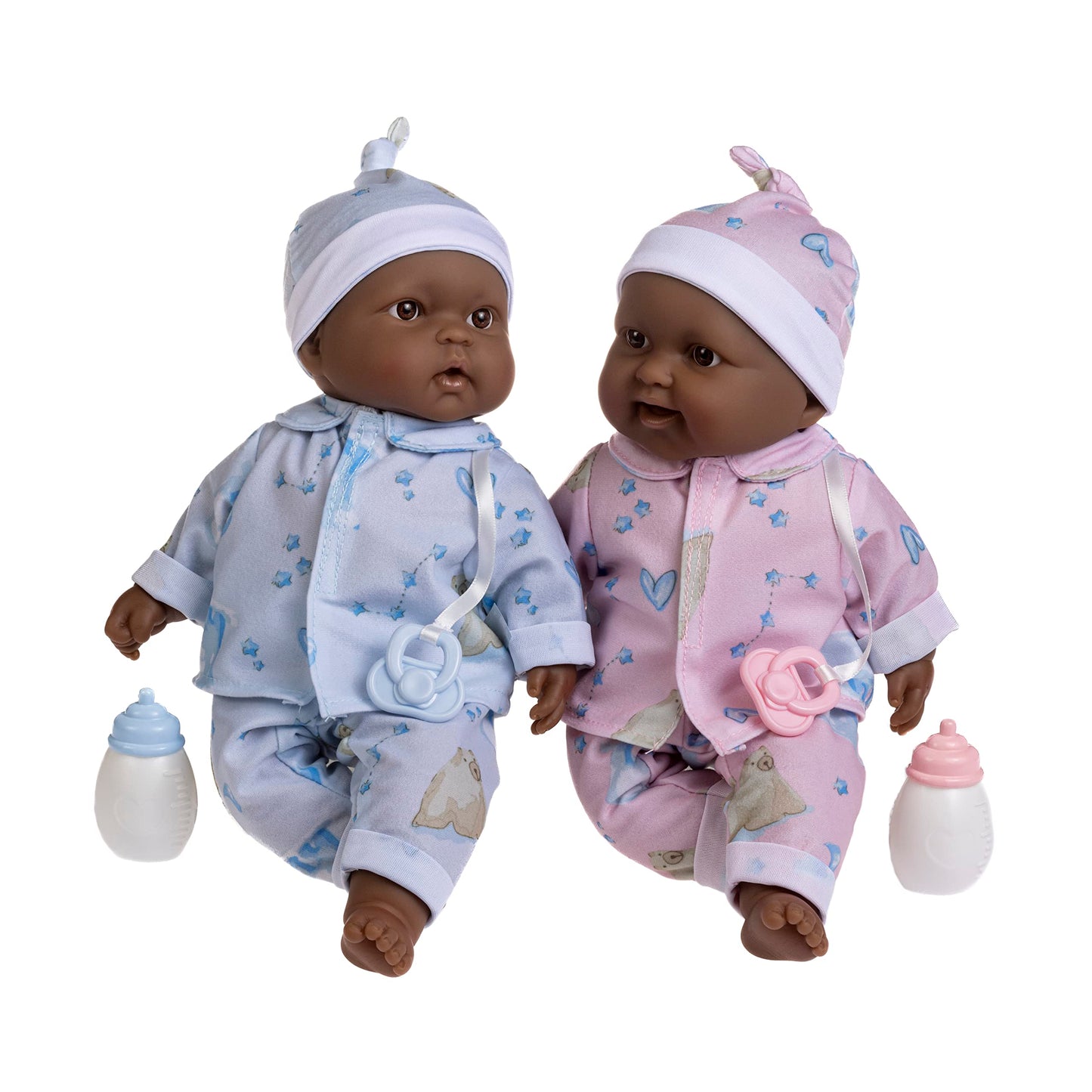 Jc Toys Twins 13' Realistic Soft Body Baby Dolls Berenguer Boutique | Twins Gift Set With Removable Outfits And Accessories | Pink And Blue | African American | Ages 2+