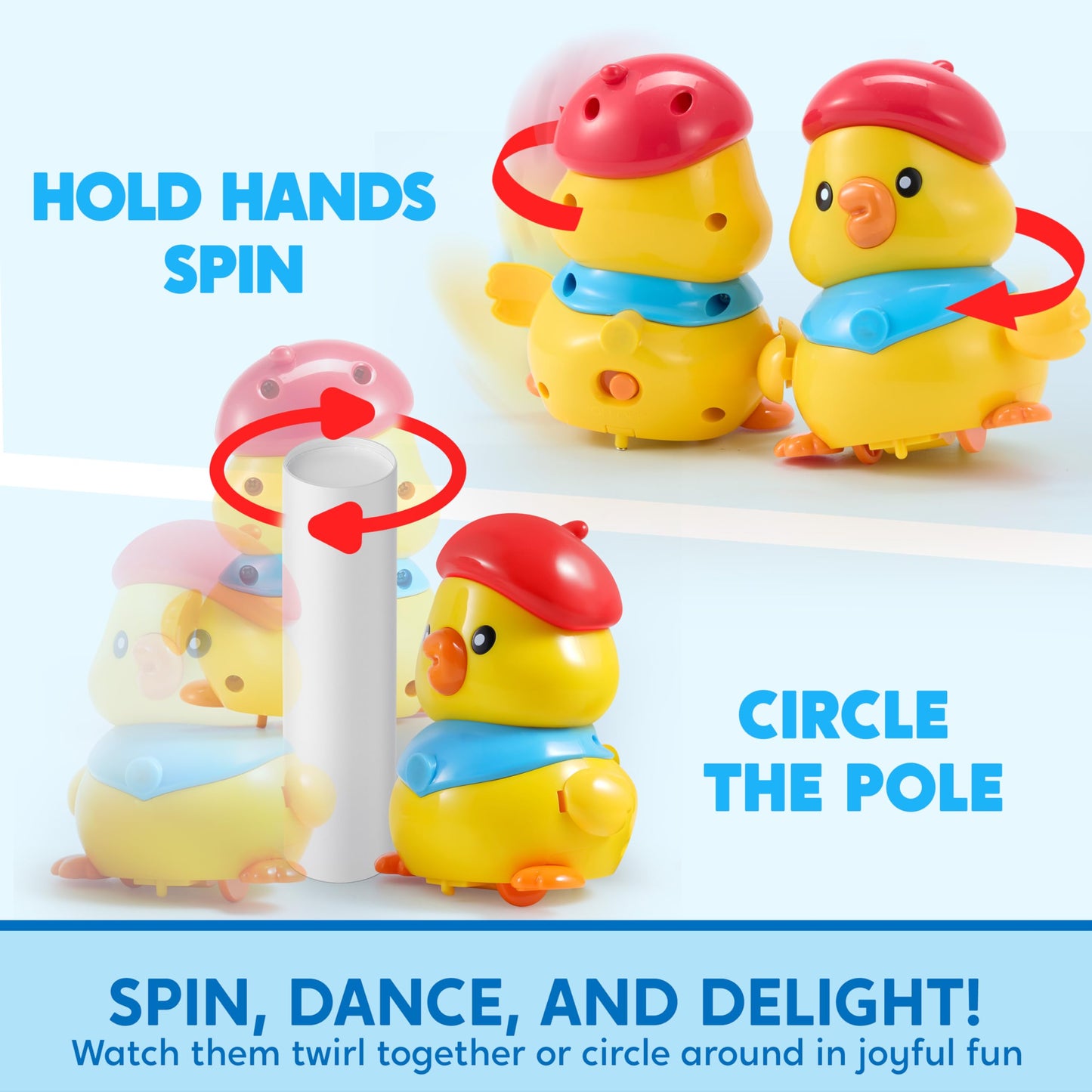 Syncfun Musical Duck Toy With 2 Baby Ducks, Repeats What You Say, Crawling Tummy Time Toy With Light & Music, Early Learning Edu