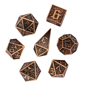 Udixi Polyhedral Dice Set Metal Dnd Dice 7Pcs Maze Carved Dungeons And Dragons Dice For Role Playing Dice Games