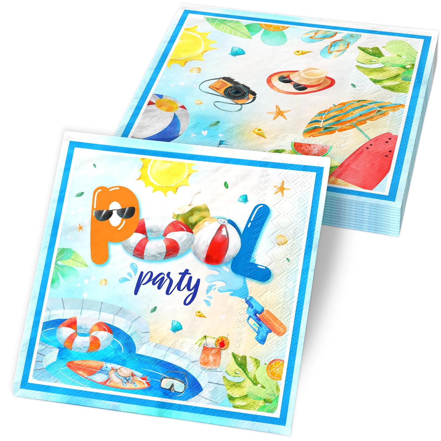 40Pcs Pool Party Decorations Summer Beach Napkin Pool Party Supplies Disposable Paper Beach Ball Napkin Favors Of Hawaii Summer