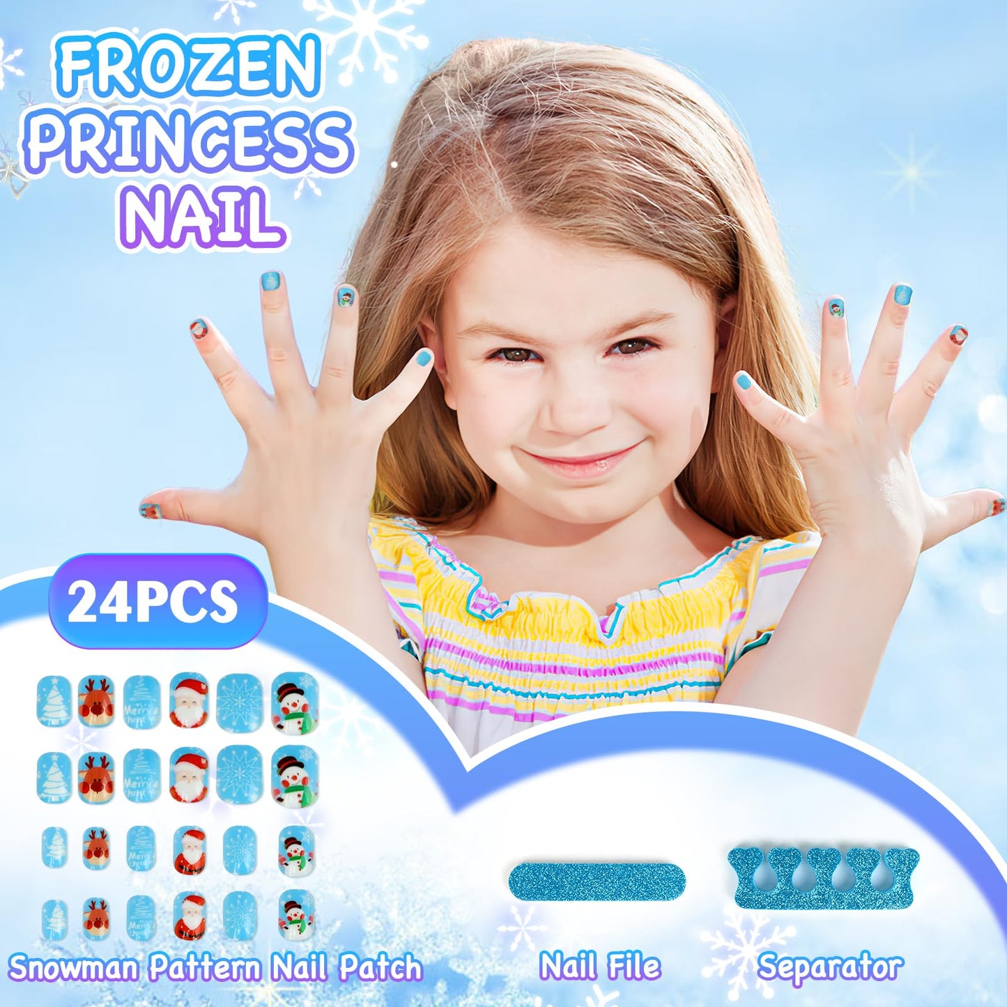 Ayrvocy Elsa Princess Dress Up Set With Frozen Toys For Girls - Includes Snowflake Wand, Real Makeup Kit, Elsa Cape, Wig, Mask,
