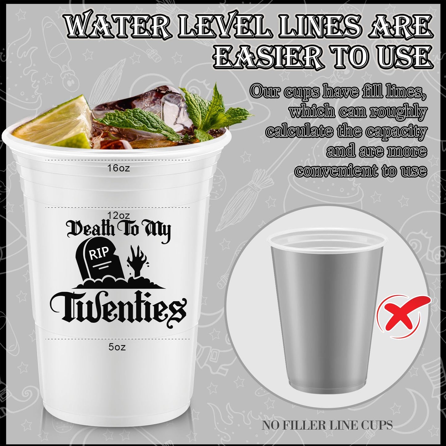 Rtteri 48 Pack Death To My 20S Decorations Cups 16 Oz Rip To My 20S Cups 30Th Birthday Decorations For Him Disposable Party Thic
