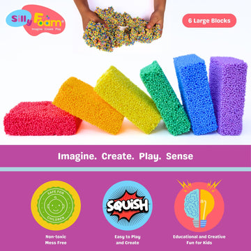 Silly Foam, Creative Modeling Foam Beads, 6 Primary Colors (Monster), Perfect For Preschool And Kids, Arts, Crafts, Sensory Play