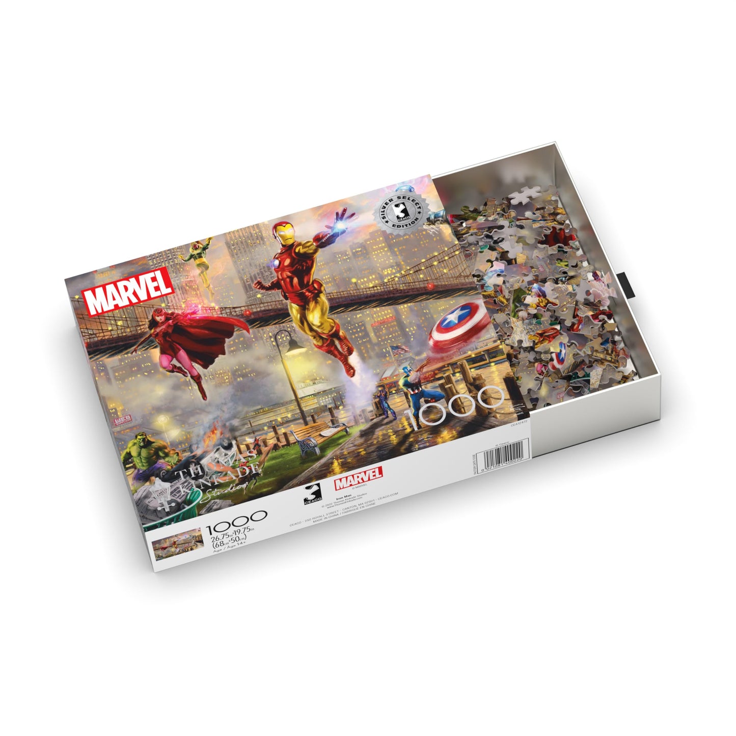 Ceaco- Silver Select - Marvel Kinkade - Iron Man Limited Edition Canvas - 1000 Piece Jigsaw Puzzle For Adults - Challenging Puzz