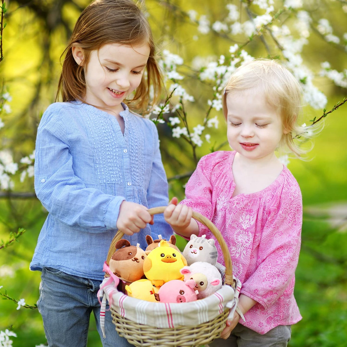 Skylety 9 Pcs Mini Plush Stuffed Animals Bulk 3.15 Inch Cute Soft Decompress Animals Plush Toys For Baby Shower Birthday Party Gifts Classroom Prizes Easter Basket Stuffers(Farm Animals)