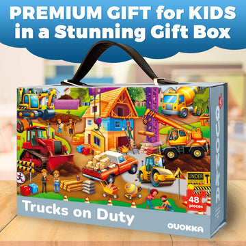 QUOKKA Giant Floor Puzzle for Kids Ages 4-6 - 2x3 Feet Extra-Thick 48 Pieces Toddler Puzzle Ages 3-5 - Construction Educational Activity for Boys Girls - enhanced Box with Sturdy Handle & Magnetic