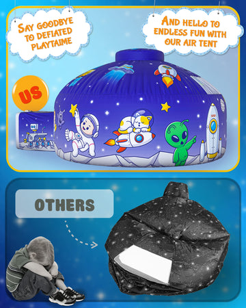 Skywin Air Tent Playhouse for Kids (Space) - 77x50 Inches Inflatable Kids Tent Sets Up and Stores Away in Seconds (Fan NOT Inclu