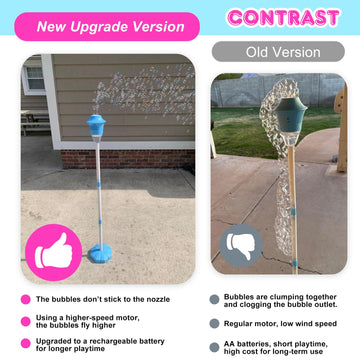 AIERSA Rechargeable Bubble Stand Machine,Height 47 Inches Stand Up Automatic Bubble Machine for Kids,Outdoor Tall Bubble Maker w