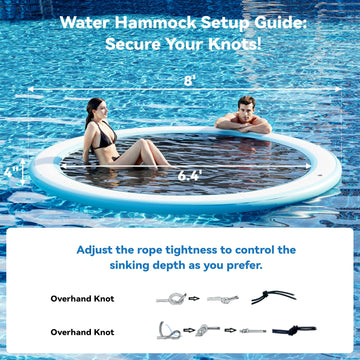 Danrelax 8' Round Inflatable Floating Dock Sunchill Float Ring Hck Tanning Pool with 4in Woven Fabric Manual Pump for 1-2 Min Quick Inflate/Deflate Fits 2-8 Ideal for Lakes Pools Oceans