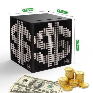 Primo Lines Piggy Bank For Adults,10K Savings Challenge Box, 4.72Inch Money Saving Box 10,000 With Counter For Savings Goal $300