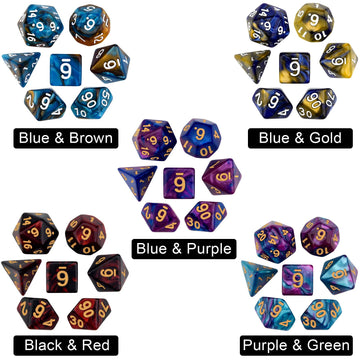 DND Double-Colors Polyhedron Dice Set for Dungeons and Dragons D&D RPG MTG Table Games D4 D6 D8 D10 D% D12 D20 25 Colors Dice wi