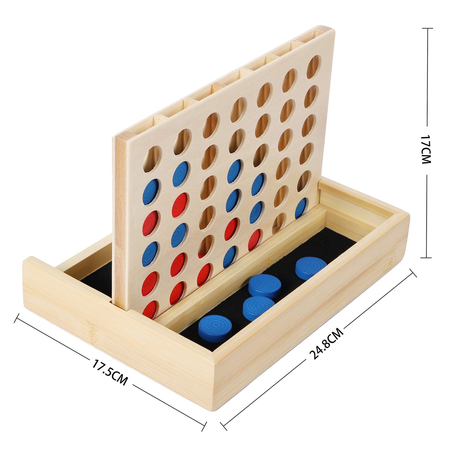 TOWO Wooden 4 in a Row Game - Classic Strategy Game for mature-themeds Children-Connect The 4 Discs of Same Colour in a Row - Travel Games Family Board Games Toys Gift for 6 Years Old Kids Boys Girls mature-themeds