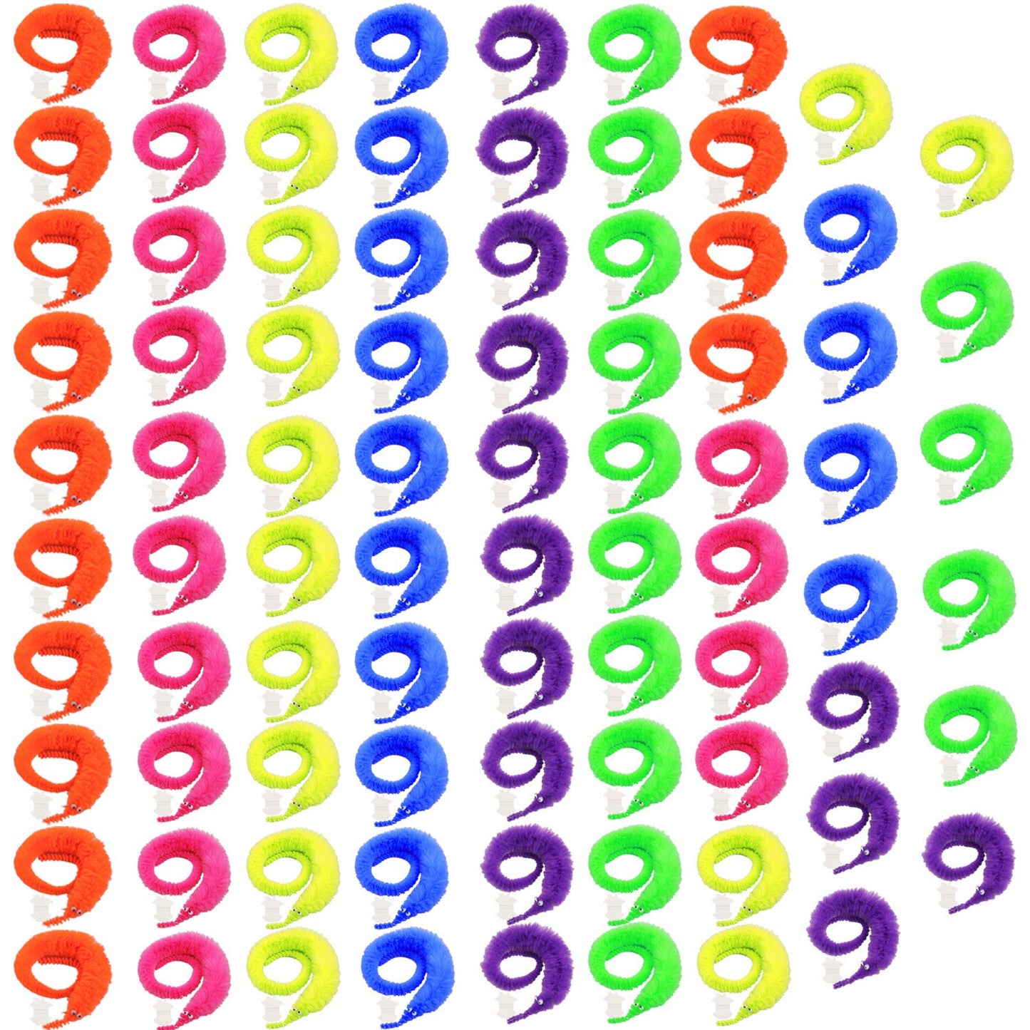 Onest 84 Pieces Magic Worm Toys Wiggly Twisty Fuzzy Worm Toys Carnival Party Favors, 6 Colors