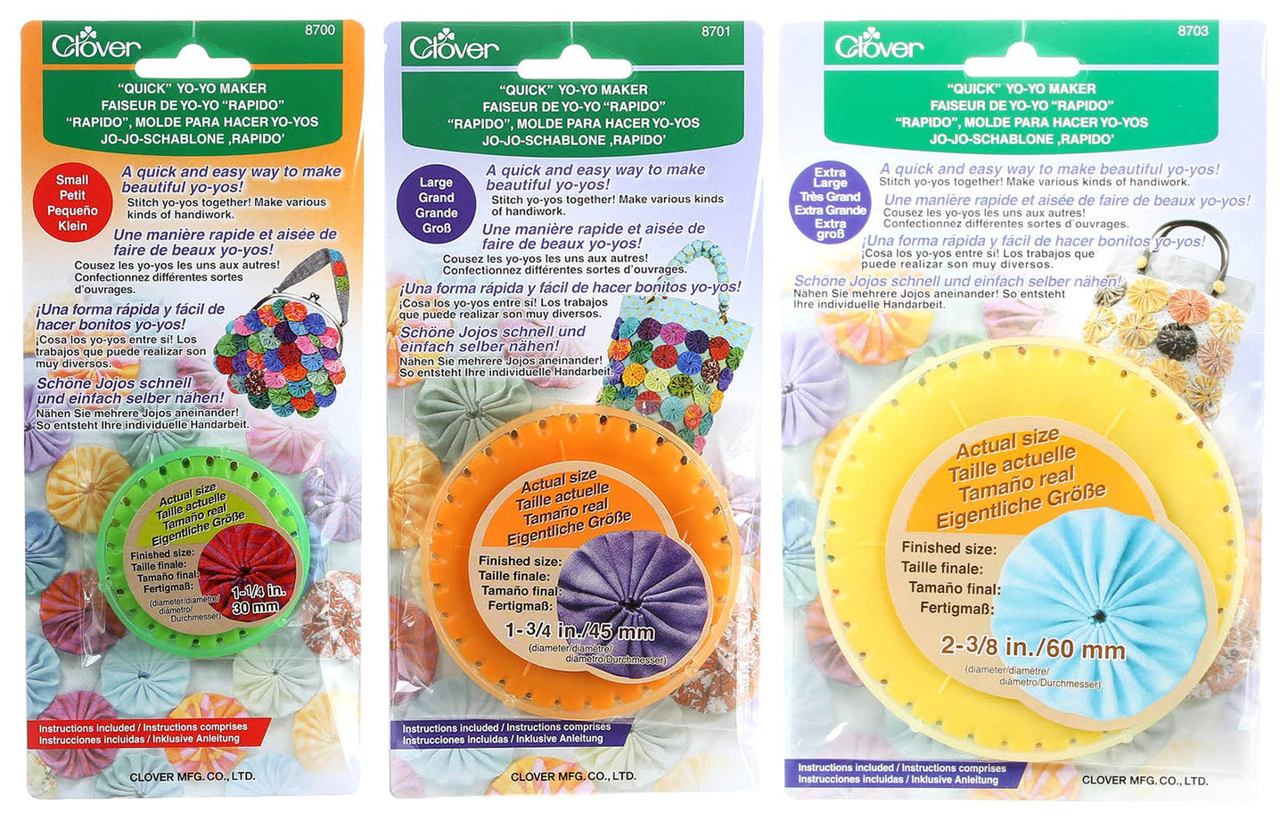 Bundle Of Three (3) Quick Yo-Yo Makers: Small (Makes 1.25' Yo-Yos), Large (Makes 1.75' Yo-Yos), And Extra Large (Makes 2-3/8' Yo-Yos)