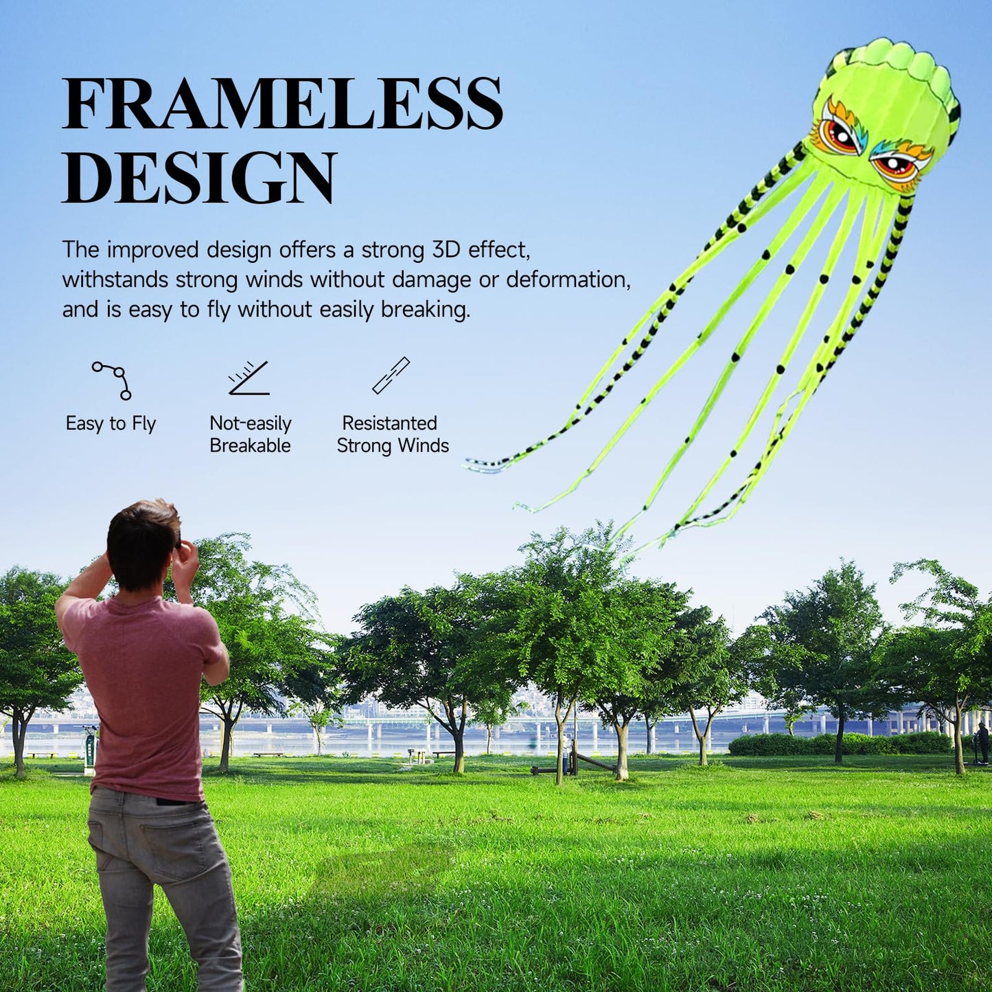 Kites for Adults Giant Octopus Kite 26ft for Outdoor Fun Large 3D Kite with Reel for Beach, Park, and Family Gatherings - Durabl