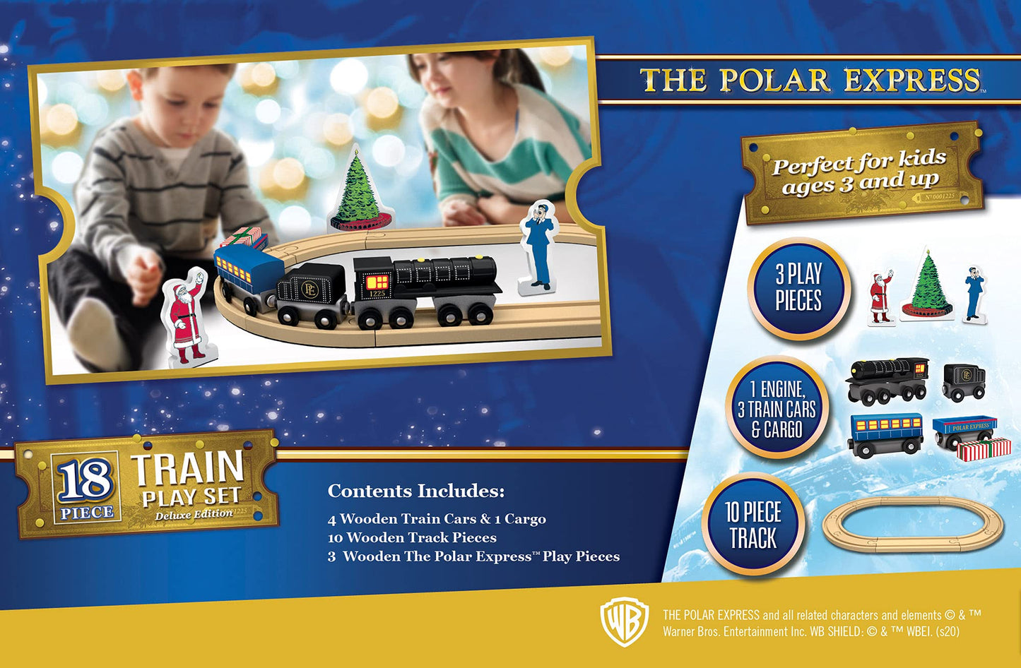 Masterpieces Wood Train Sets - The Polar Express 18 Piece Train Set