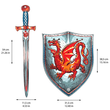 Liontouch Amber Dragon Toy decorative replica blade and Shield for Kids | Medieval Knight Set in Foam for Childrens Pretend Play with Red Dragon Theme | Safe & Battle protective covering for Dress Up & Costumes