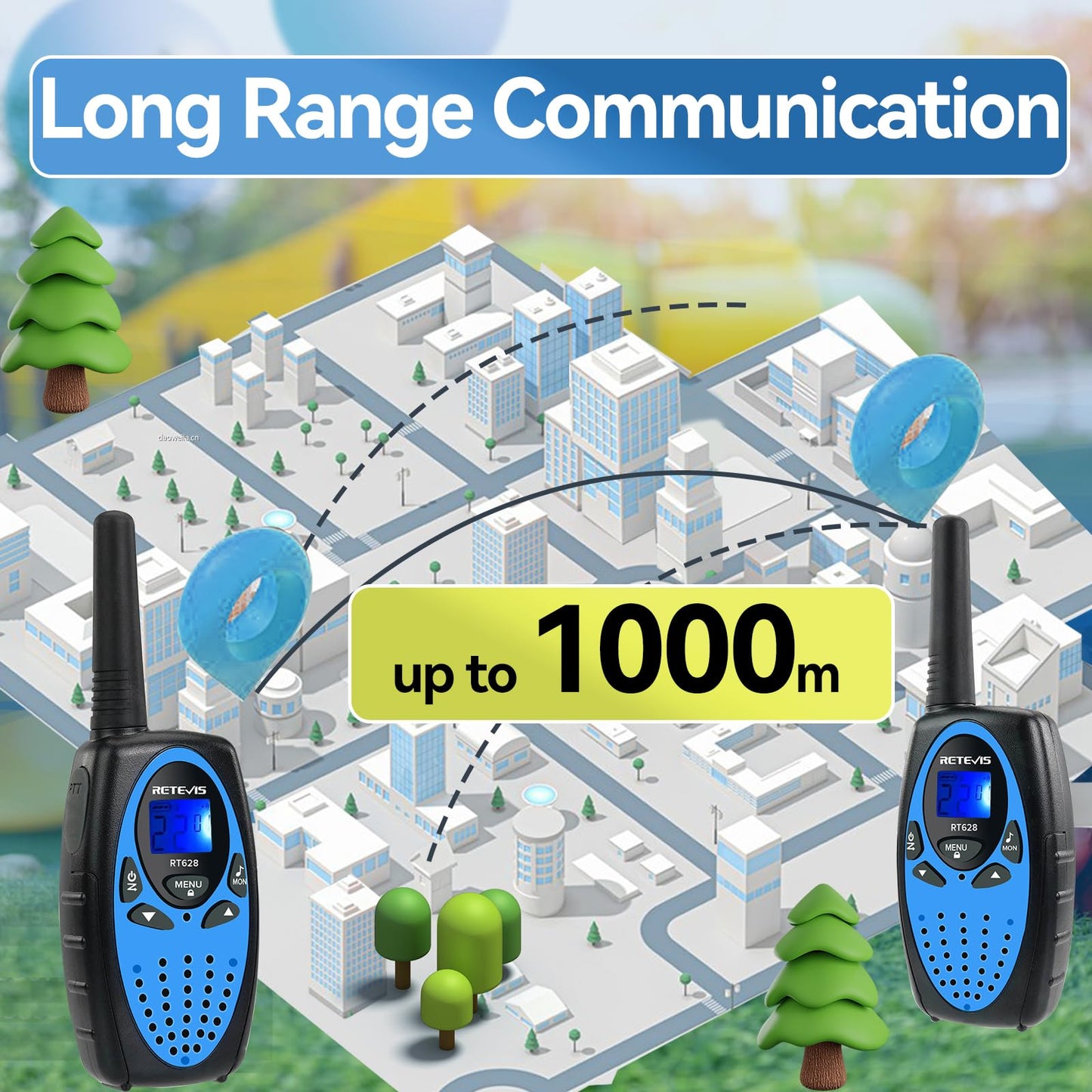 Retevis Rt628 Kids Walkie Talkies, Long Range 2 Way Radio 22 Channel, Durable Toy Birthday Gifts For 6-12 Year Old Boys And Girl