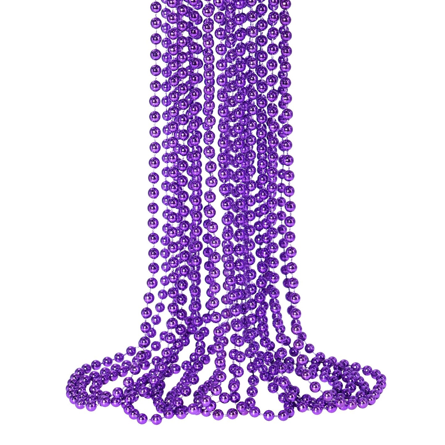 Shaoqinlin 12 Pcs Purple Mardi Gras Beads, Purple Beads Necklaces 33'' Metallic Beaded Costume Necklaces Party Necklaces For Hal