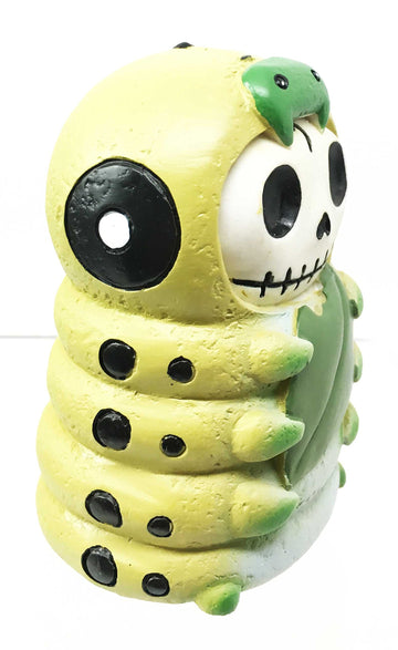 Ebros Furry Bones Inch The Leaf Caterpillar Voodoo Skeleton Monster Sit Up Figurine Furrybones Collection Decor