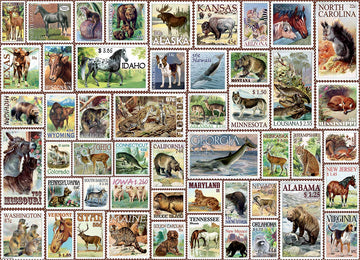 Eurographics (Eurhr North American Wildlife Vintage Stamps 500Piece Puzzle 500Piece Jigsaw Puzzle