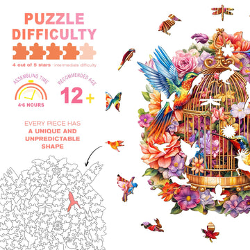 Wooden Hummingbird Puzzles - Unique Shaped Wooden Jigsaw Puzzles - Hummingbird Wooden Puzzles - Animal Wooden Puzzle Creative Bi