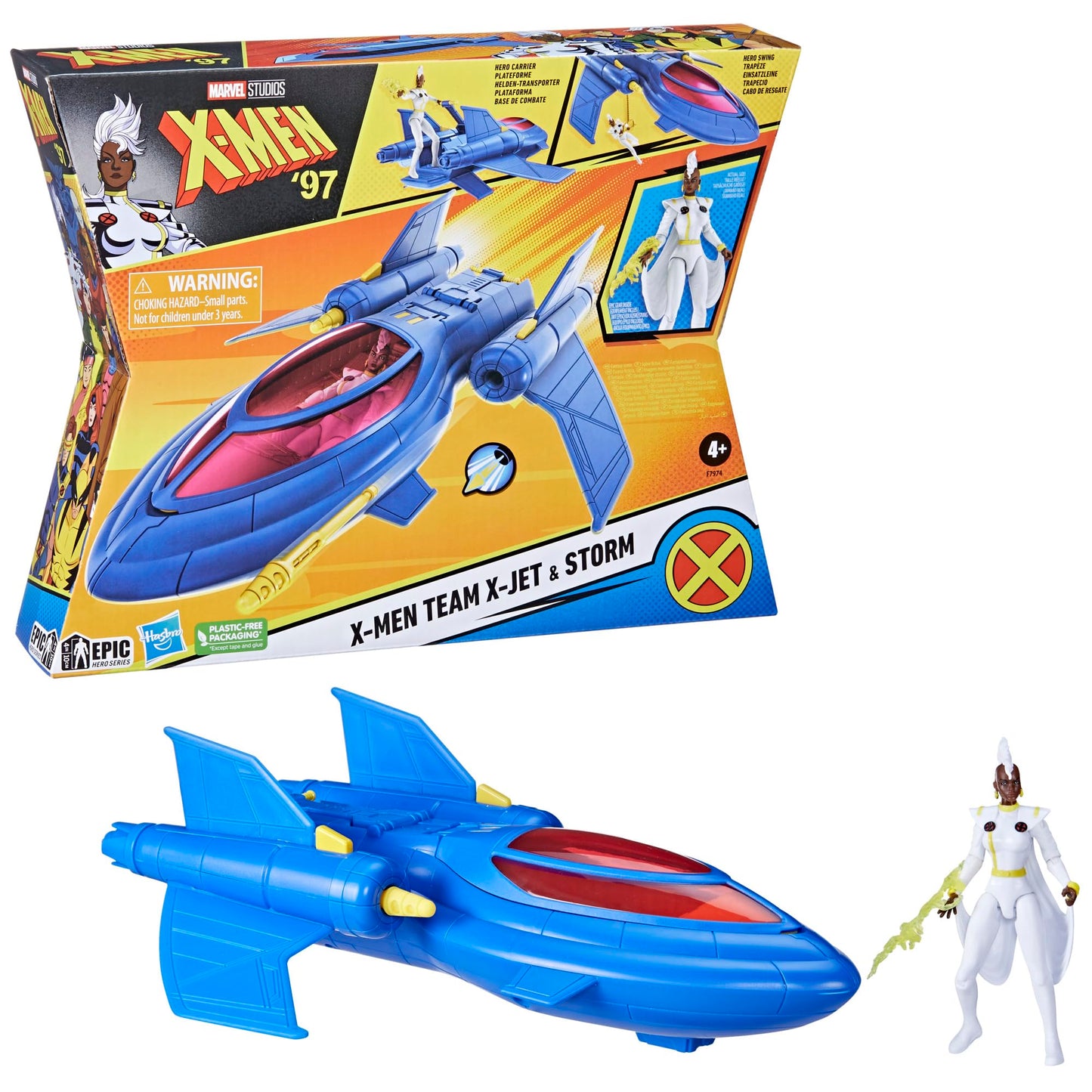 Marvel Studios X-Men '97, X-Men Team X-Jet And 4-Inch Storm Figure, Super Hero Toys And Action Figures For Kids Ages 4 And Up