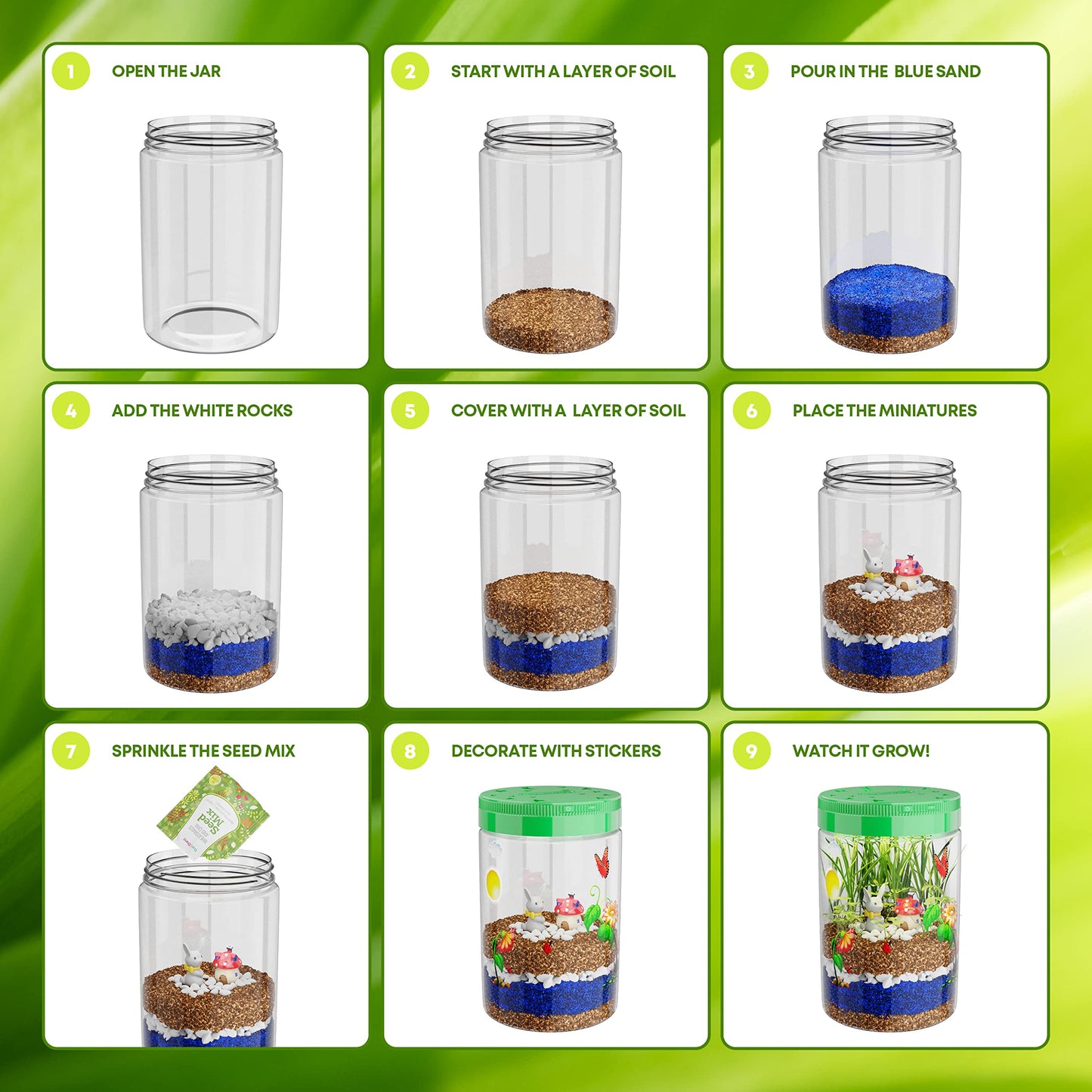 Dan&Darci Light-Up Terrarium Kit for Kids - STEM Educational DIY Toy - Multi-color - Ages 6-12 - Fun Craft Project