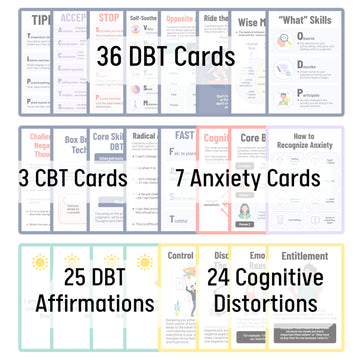 Dbt Flashcards - Dialectical Behavior Therapy Coping Skills Cards | Cbt Skills | Anxiety Coping Skills | Cognitive Distortions |