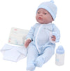 JC Toys 17" Life-Like Baby Doll Gift Set - Classic Blue, Vinyl, Model 18301, Ages 2+, Includes Accessories