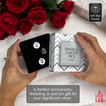 Luck Lab Date Decider Dice - Date Night Dice With Velvet Storage Bag (Dinner & A Movie Decider Dice)