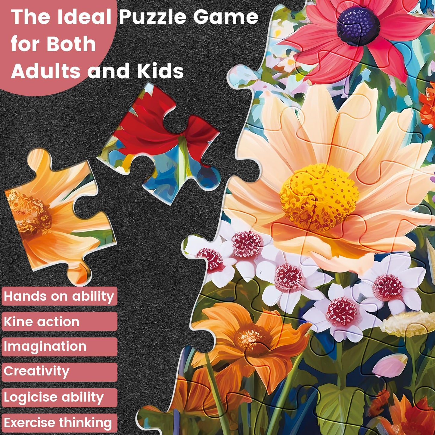 Jigsaw Puzzles 300 Pieces For Adults, 300 Pieces Flower Puzzle Recycled Cardboard Paper Puzzles Coolest Challenging Puzzles For Kids Adults Elderly 20.5 * 15In