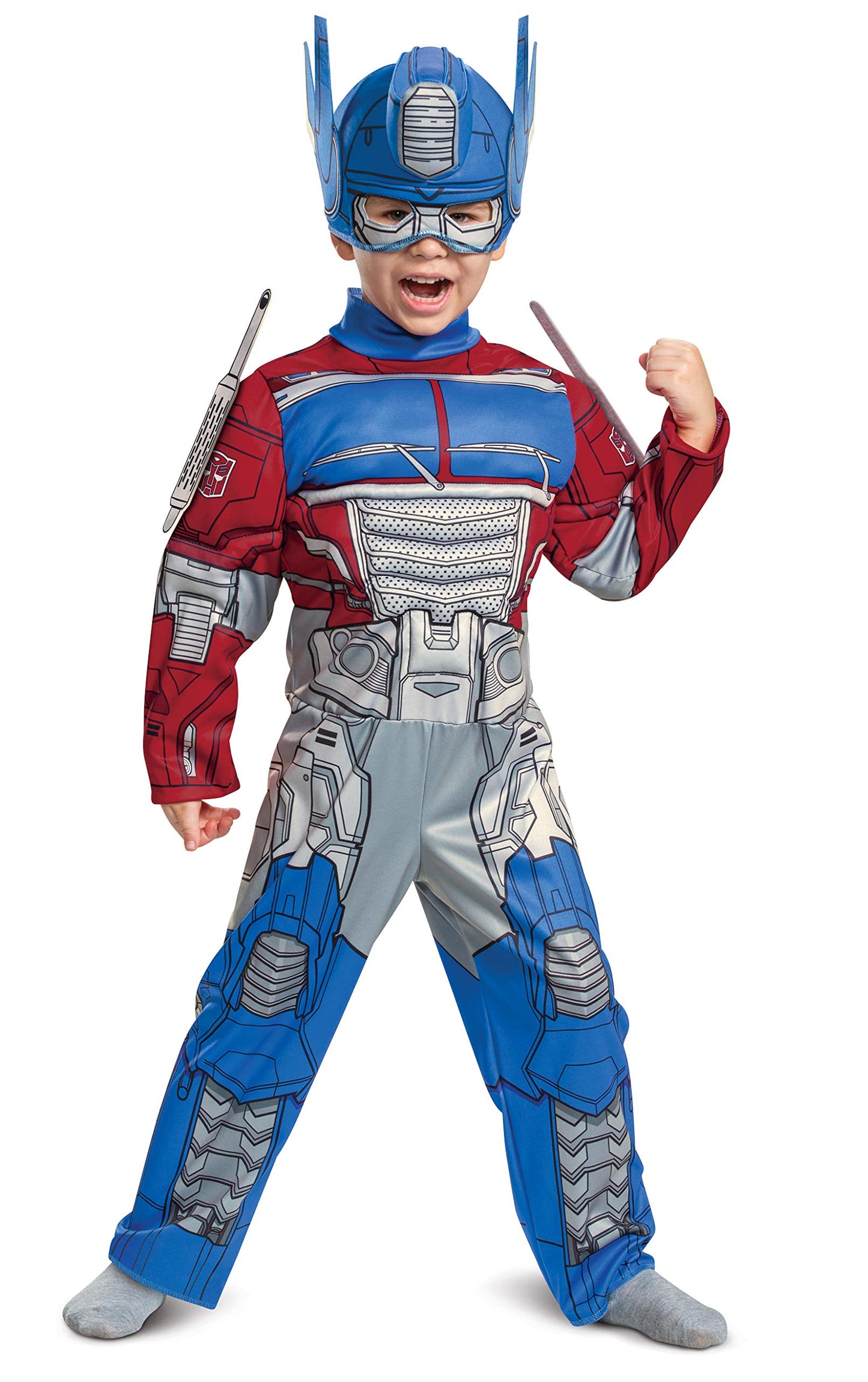 Disguise Optimus Prime Costume, Toddlers Muscle Transformer Costumes For Boys, Padded Character Jumpsuit, Toddler Size Small (2T), Blue & Red (104899S)