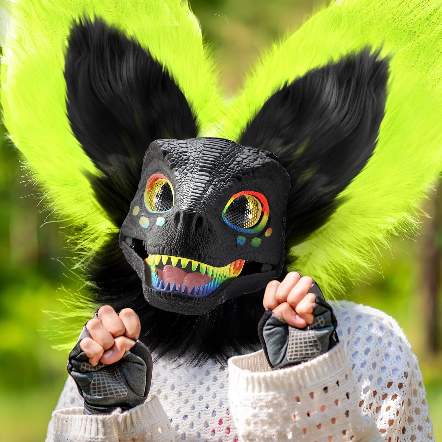 Seenelling 13 Pcs Diy Dino Mask Kit Hard Plastic Dinosaur Mask Furry Therian Dino Costume Kit Animal Dinosaur Party Costume(Natu