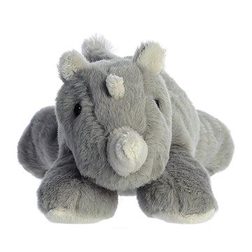 Aurora® Adorable Mini Flopsie™ Rhino Stuffed Animal - Playful Ease - Timeless Companions - Gray 8 Inches