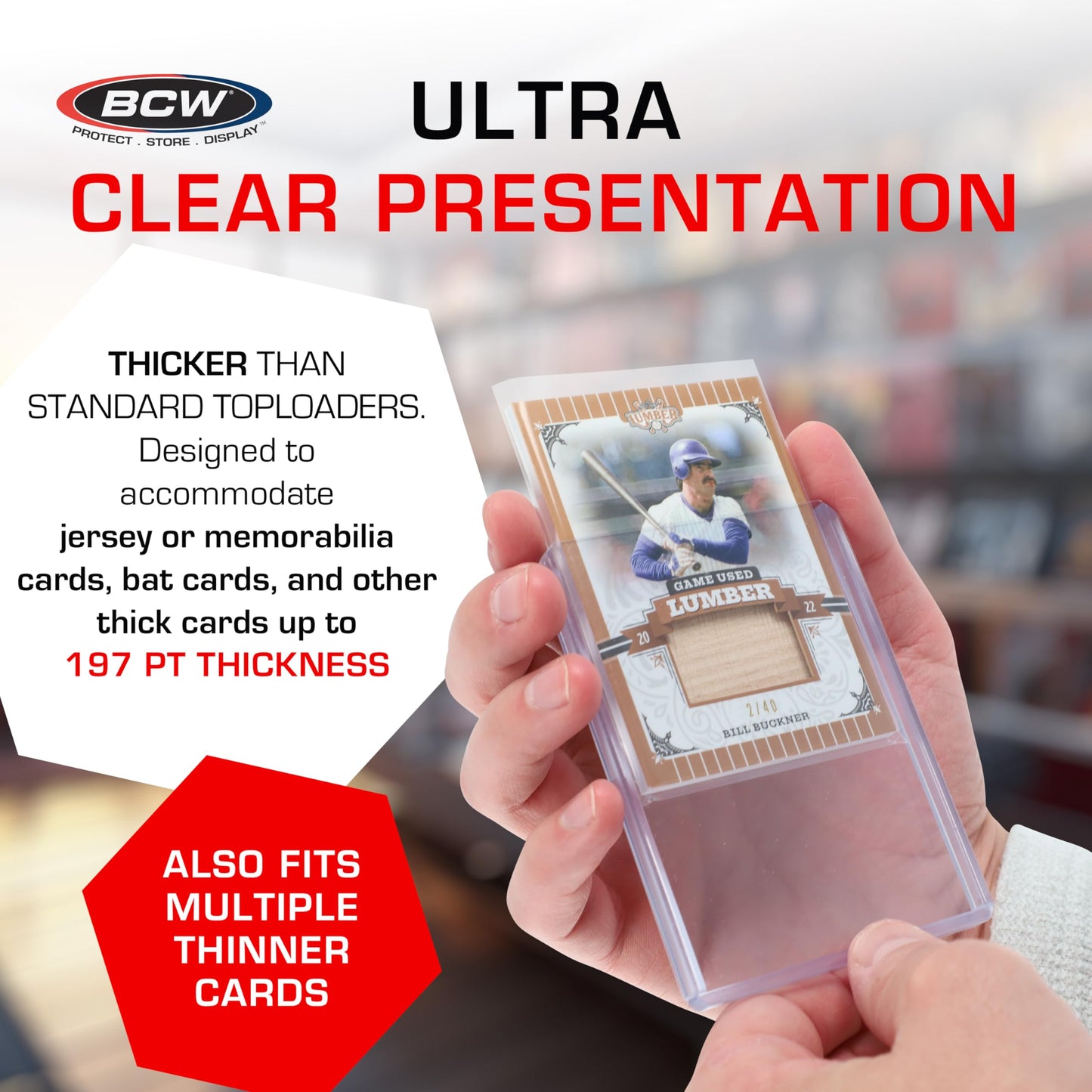 Bcw (10 Brand Extra Super Thick Card Top Load For Baseball Cards (3 X 4 X 5 Mm - Thick Card Topload Holder 197 Pt)