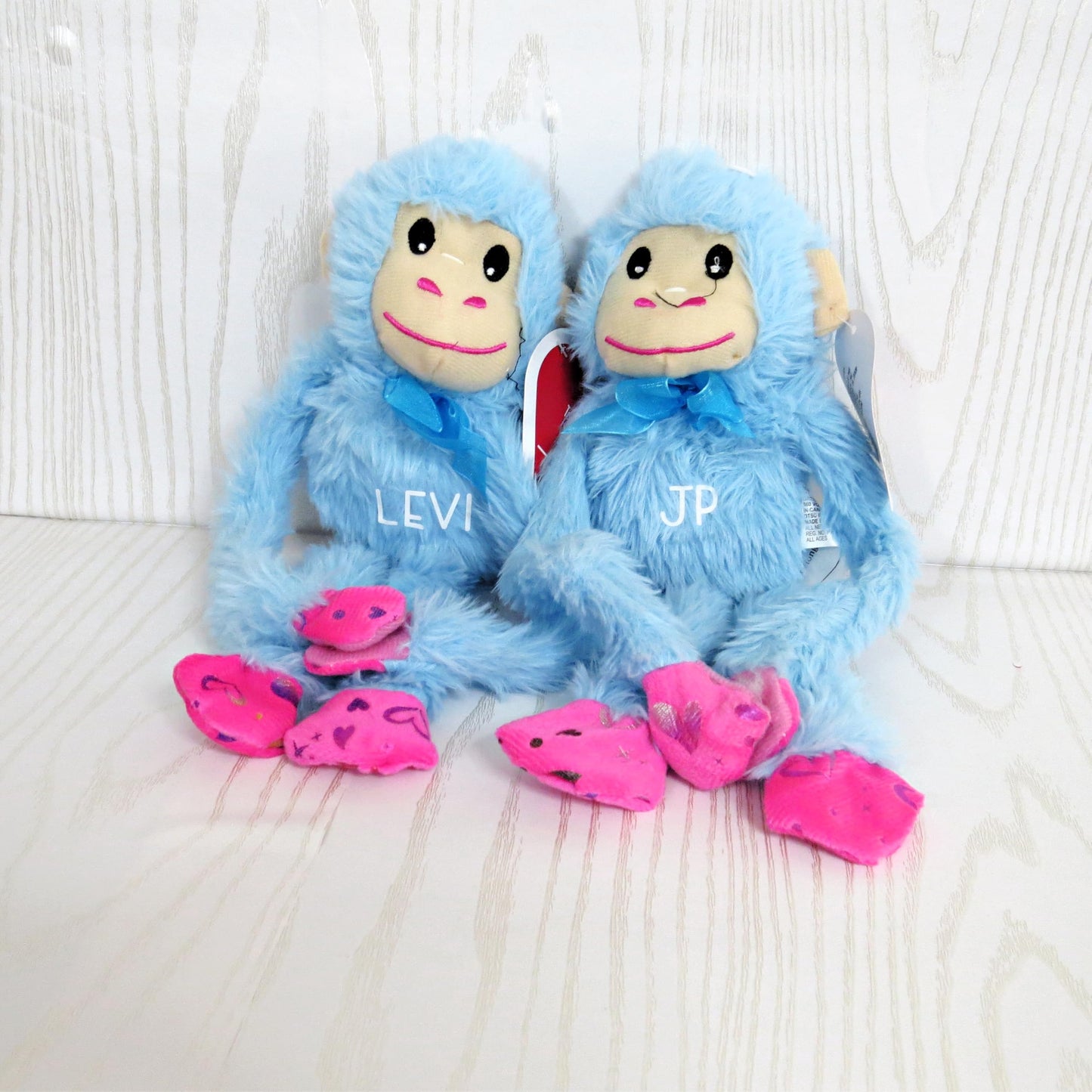 Kenzie'S Boutique Handmade Personalized Valentines Day Hanging Monkey Plush Gift For Kids - Custom Stuffed Animal Name - Hanging